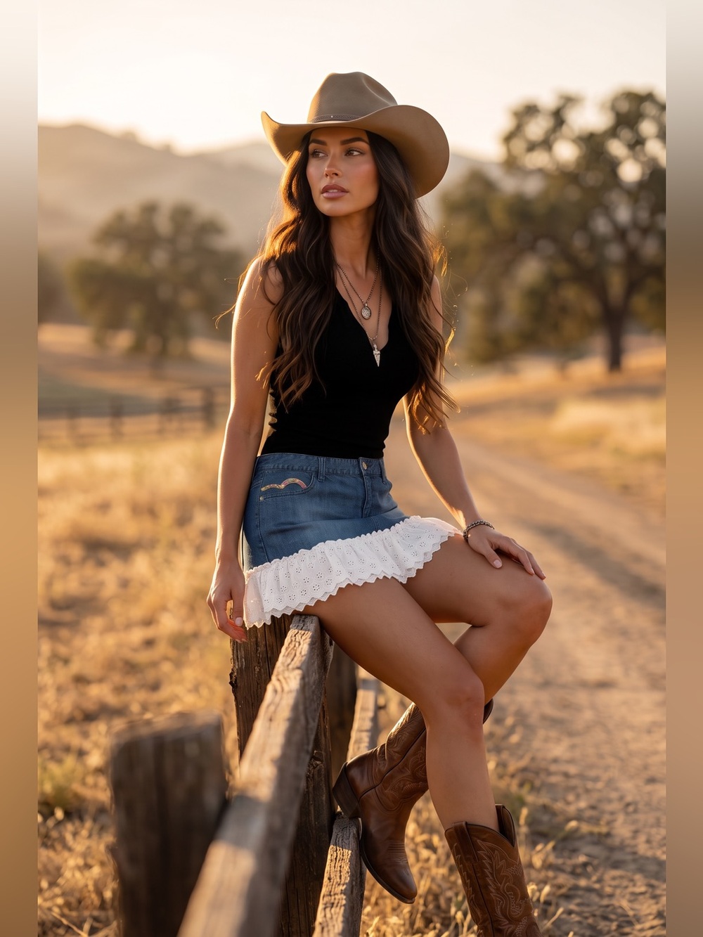 Victoria's Secret Y2K Blue Denim Mini Skirt with White Eyelet Ruffle